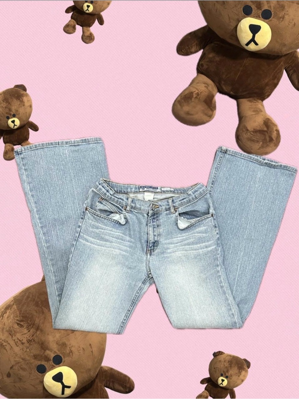 vintage old navy light wash flare jeans tracked